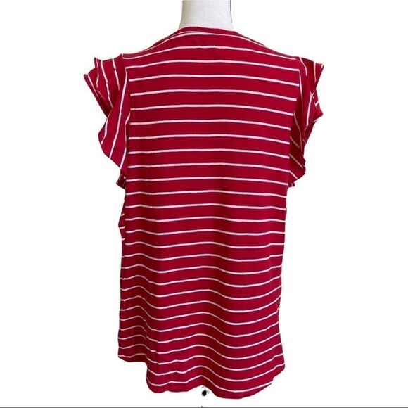 Maurices 24/7 Red and White Flutter Sleeve Tee Shirt - 0X - Picture 9 of 9